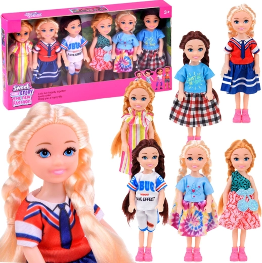 Mini păpuși pentru casa de păpuși – set de 6 buc., 14 cm