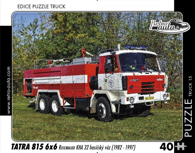 Puzzle retro auto Tatra 815 6x6 Rosenbauer KHA 32 autospecială de pompieri 40 piese