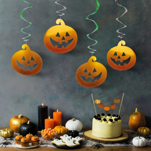 Set de decorațiuni suspendate de Halloween cu dovleci și fantome, 12 buc.