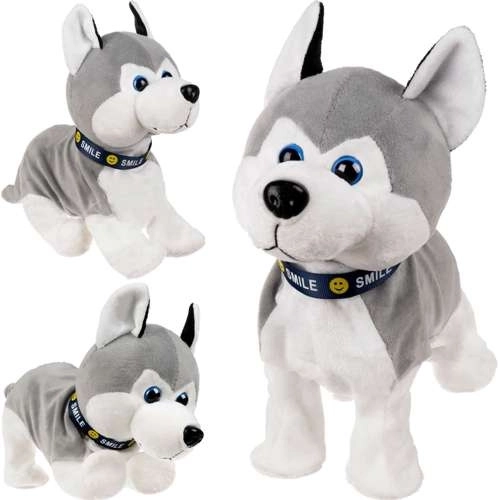 cățeluș husky de pluș interactiv – reacționează la atingere și sunet