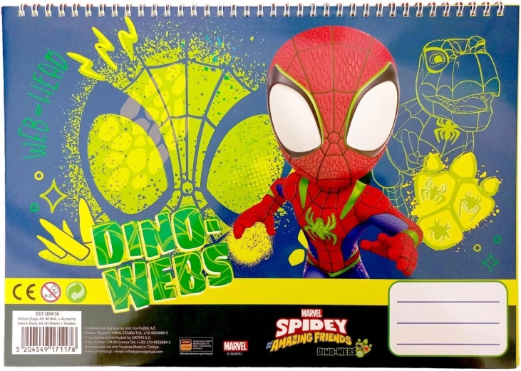 Bloc spiralat cu autocolante Spidey A4 - 1 bucată