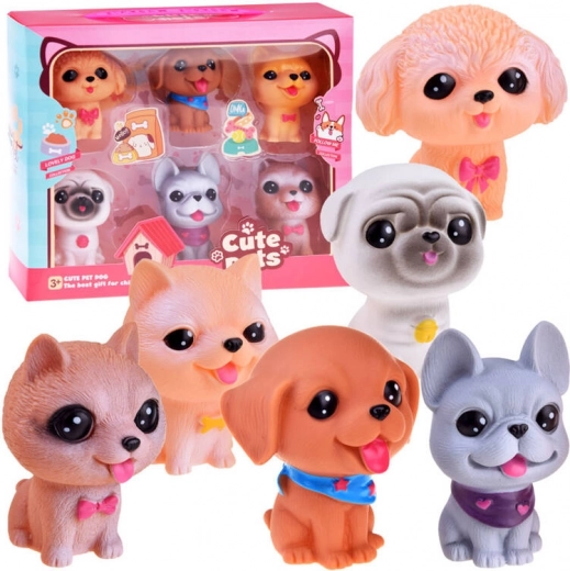 Set de figurine de cauciuc cățeluși 6 bucăți