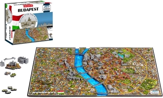 Puzzle 4D Budapesta – hartă istorică și machetă 3D a orașului