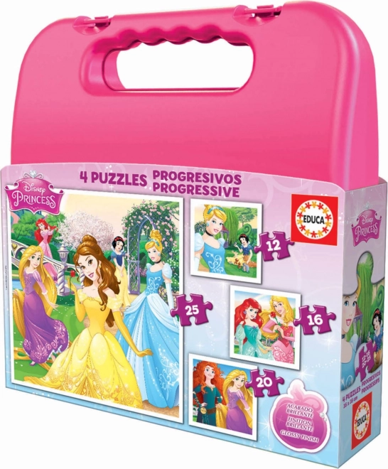 Puzzle în valiză Disney Prințese 4 în 1