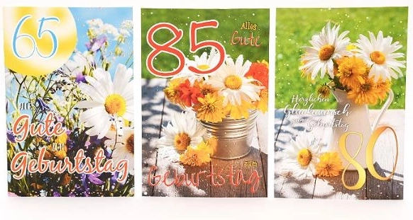Felicitare de zi de naștere cu număr 65–90 ani (assort) - 1 bucată