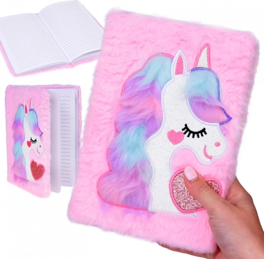 Caiet roz unicorn roz cu inimă strălucitoare