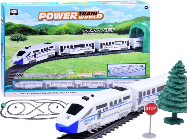 Set de tren electric Jokomisiada cu traseu de 9 m și 70 de piese