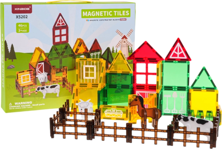 Set de construcție magnetică Fermă 46 piese