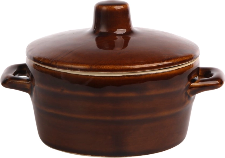Oală din ceramică pentru untură 0,3 l cu capac