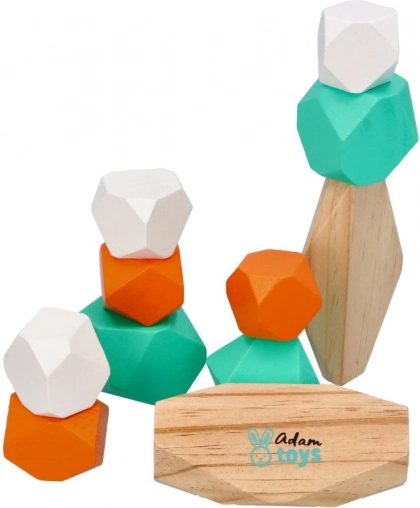 Pietre colorate din lemn pentru stivuire Adam Toys
