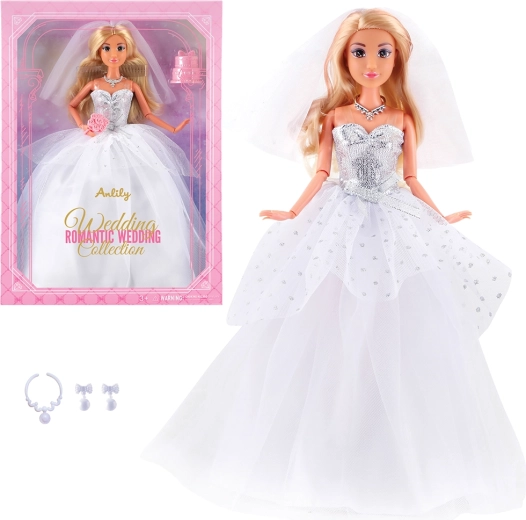 Păpușă la modă în rochie de mireasă albă