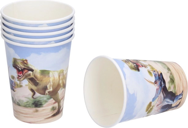 Pahare de hârtie pentru petrecere Dino 250 ml (6 buc)