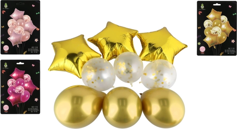 Set de baloane pentru petrecere cu stele, de culoare roz pastel - 9 buc.