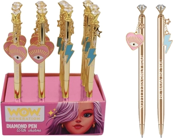 Pix Wow Generation cu capăt tip diamant și breloc/ornament, cerneală albastră