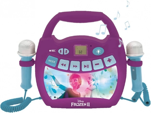Boxă karaoke Disney Frozen cu microfoane și iluminare