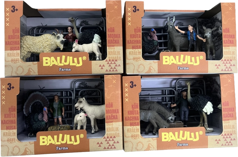 Set de joacă BALULU cu struț, curcan sau măgar, figurină și țarc - 1 bucată
