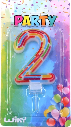 Lumânare de petrecere numărul 2 cu dungi