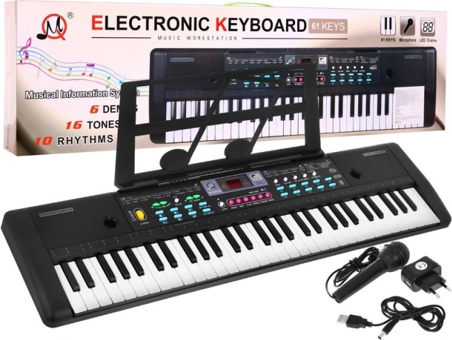 Instrument de tastatură pentru copii cu microfon și suport pentru partituri