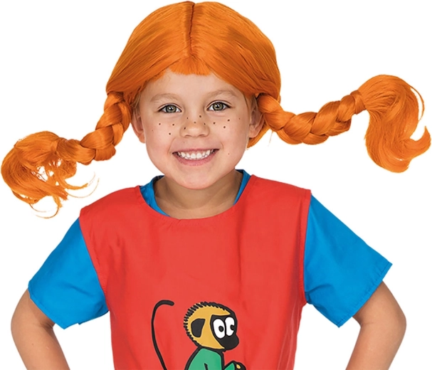 Perucă pentru copii Pippi Șosețica cu codițe roșcate