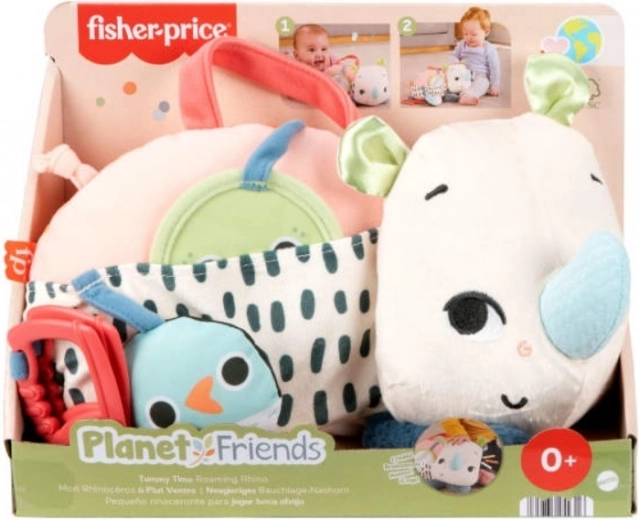 rinocer de pluș de acțiune fisher-price planet friends pentru joacă senzorială