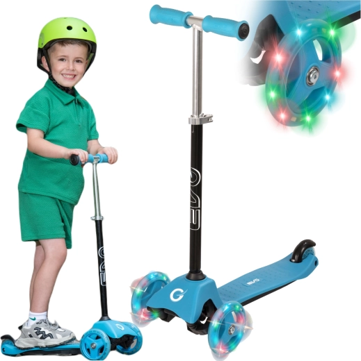 Trotinetă EVO pentru copii, cu trei roți, Light Up Mini Cruiser, albastră
