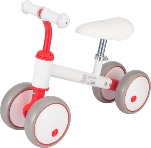 Bicicletă de echilibru Sparkys cu patru roți, alb-roșu