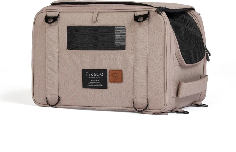 Transportor de călătorie FikaGo Truffle Plus Sandy Beige pentru câini și pisici