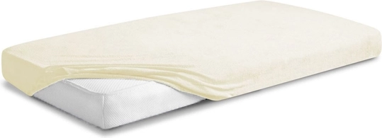 Cearșaf de pat elastic premium din frotir Babymatex, ecru, 70 × 140 cm
