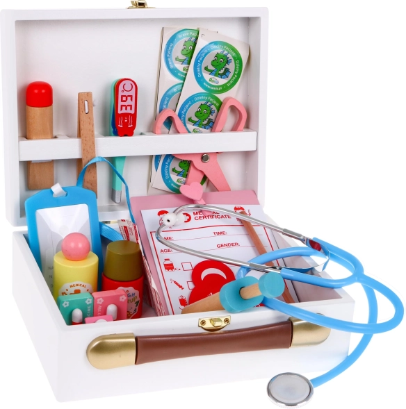 Set medical din lemn pentru copii 3+ cu accesorii 30 buc