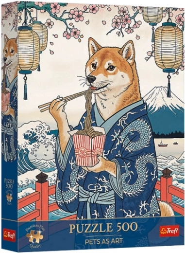 Puzzle Trefl Premium Plus Pets as Art: Meditația cu tăiței a lui Shibina, 500 de piese
