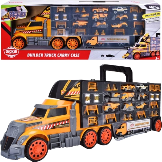 Dickie Toys builder truck carry case – camion de construcții transportor, valiză pentru mașinuțe 62 cm