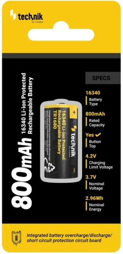 Acumulator reîncărcabil 16340 (RCR123) 800 mAh 3,7 V