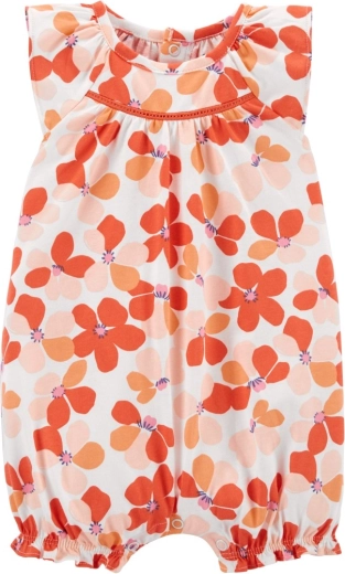 Salopetă de vară pentru fete cu model floral portocaliu CARTER'S