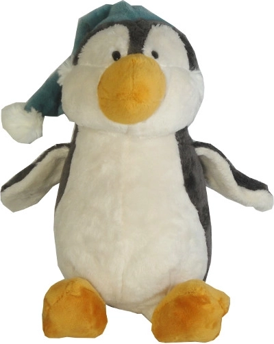 Pinguin de pluș cu căciulă de iarnă