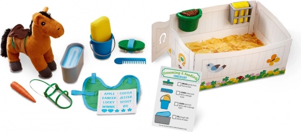 set de îngrijire cu căluț din pluș pentru copii 3+