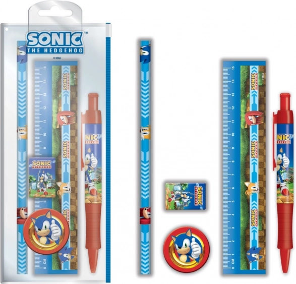 Set școlar SONIC – riglă, pix, gumă, creion și ascuțitoare
