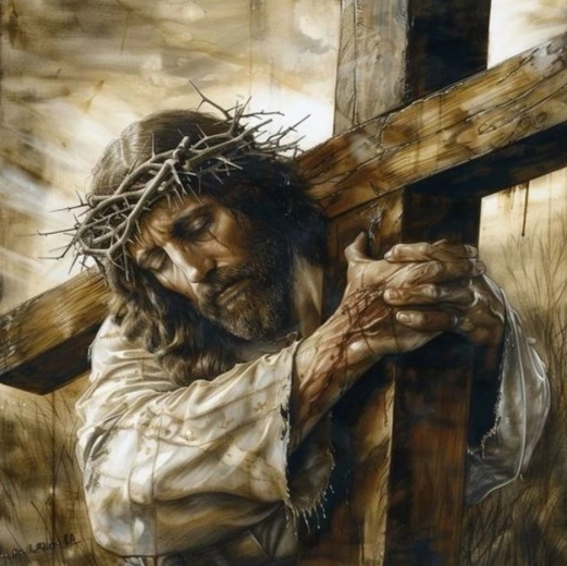 Pictură cu diamante Isus purtând crucea 30 × 40 cm