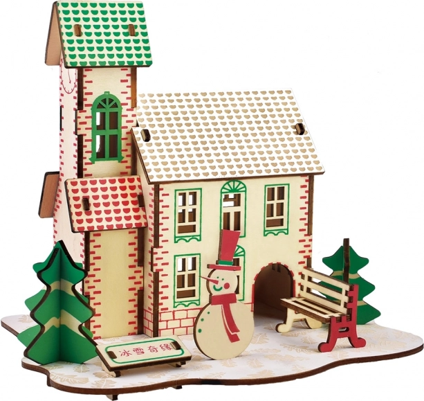 Woodcraft puzzle 3D din lemn casă de iarnă