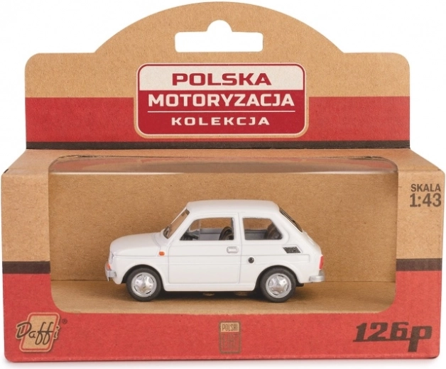 Model metalic de mașină Fiat 126p PRL alb, 1:43