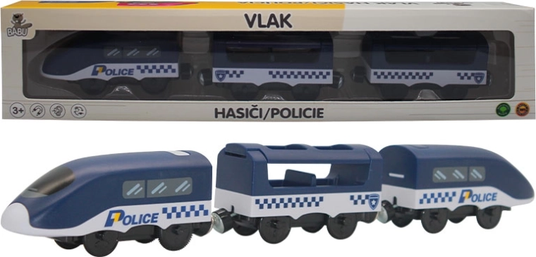 Babu trenuleț de poliție cu vagoane magnetice pe baterii