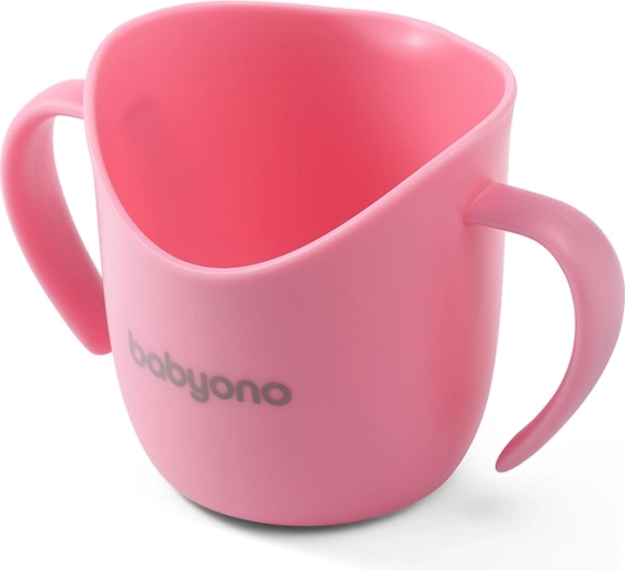 BabyOno cană de antrenament ergonomică cu toarte 120 ml, roz (de la 6 luni)