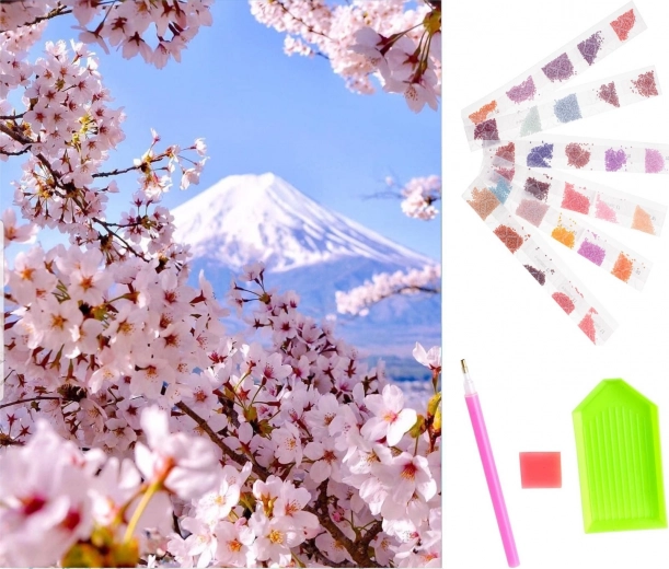 Set de pictură cu diamante cu motiv de floare de cireș