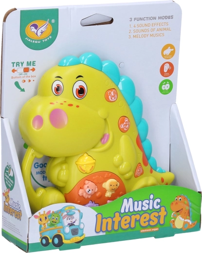 Dinozaur care cântă cu efecte luminoase și sonore 14 cm - 1 bucată
