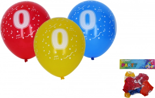 Baloane 30 cm cu cifra 0 – set de 5 buc