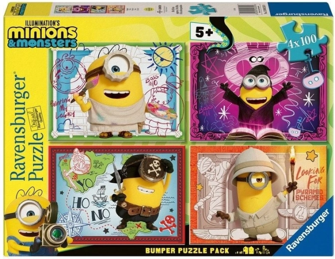Puzzle Ravensburger Minionii și monștrii 4x100 piese