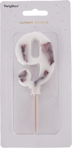 Lumânare pentru tort albă în formă de floare – cifra 9, 8 cm