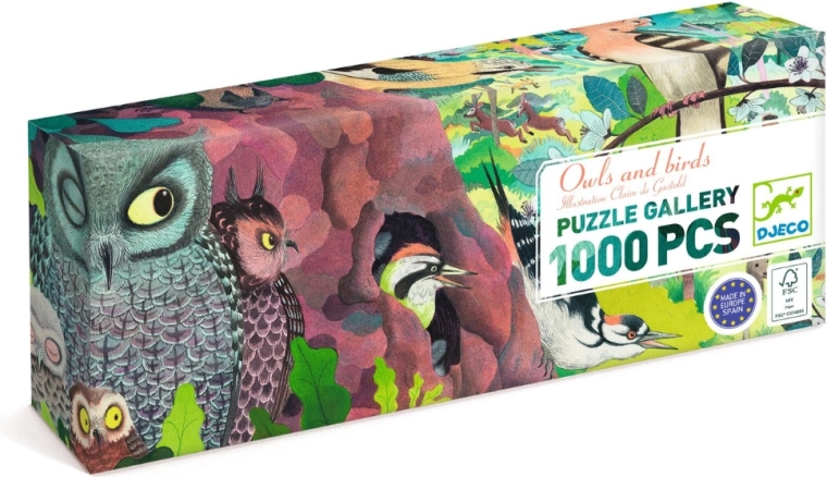 Puzzle Djeco Bufnițe și păsări, 1000 de piese