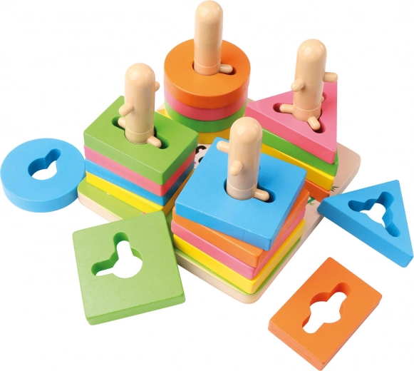 Joc din lemn de înșirat cu forme 15 cm