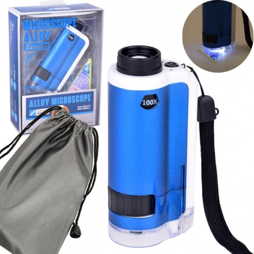 Microscop de buzunar pentru copii, mărire 100×/250×, metalic