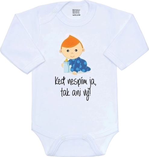 Body New Baby cu imprimeu „Dacă eu nu dorm, nici voi nu dormiți”